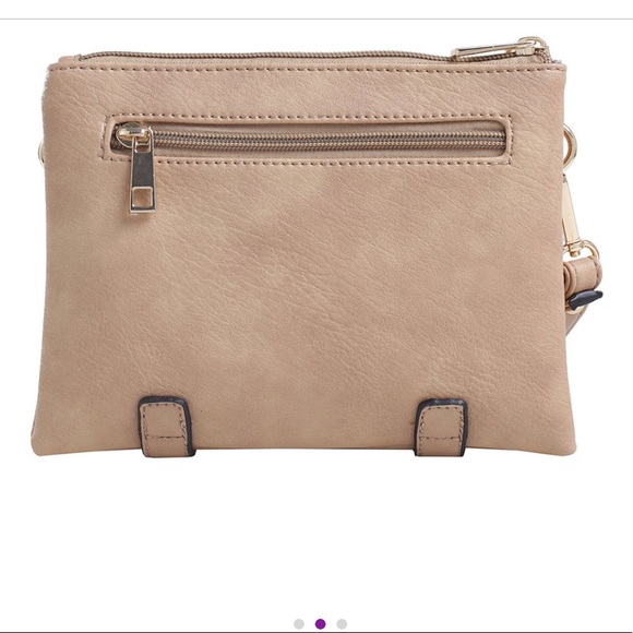 Black Cara Crossbody bag MKF Mia K. adjustable removable strap 2 pocket clutch - Picture 2 of 9